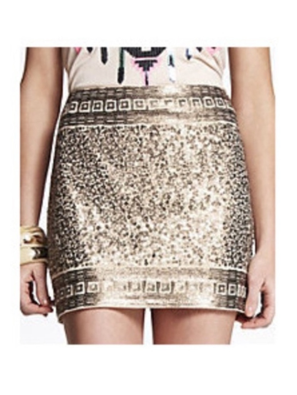 Gold Sequin Embellished Skirt - Picture 2 of 12
